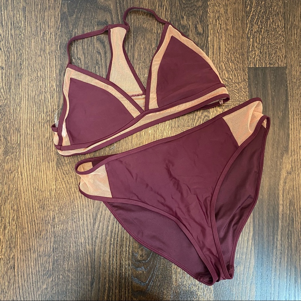 Brand new forever 21 mesh & wine bikini!